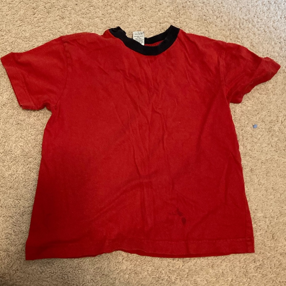 kids gap red shirt with blue collar